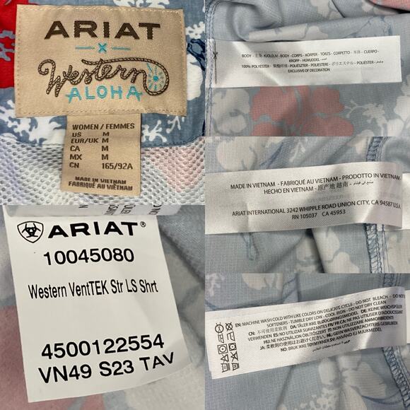 Ariat Women’s Western Aloha VentTEK Stretch Shirt  Long Sleeve Pockets NWT Sz M - Picture 9 of 16